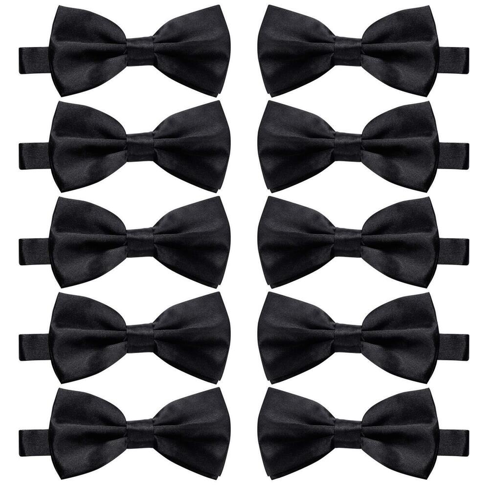 1107 10 Pcs Elegant black Pre-tied Bow ties Formal Tuxedo Bowtie Set